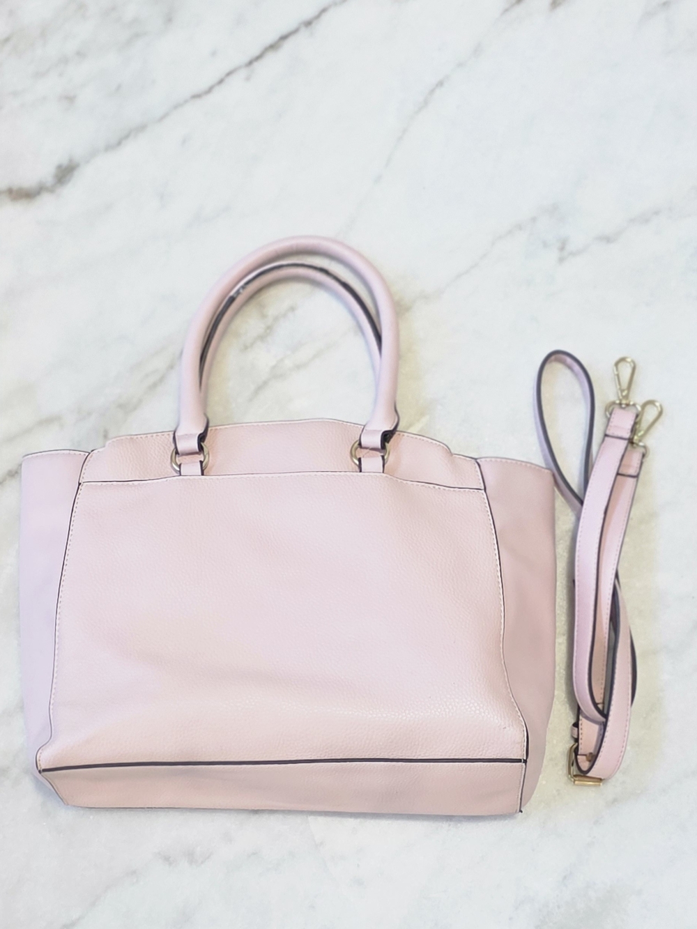 Nanette Lepore Pink Pebbled Leather Tote with Crossbody Strap - Picture 7 of 13
